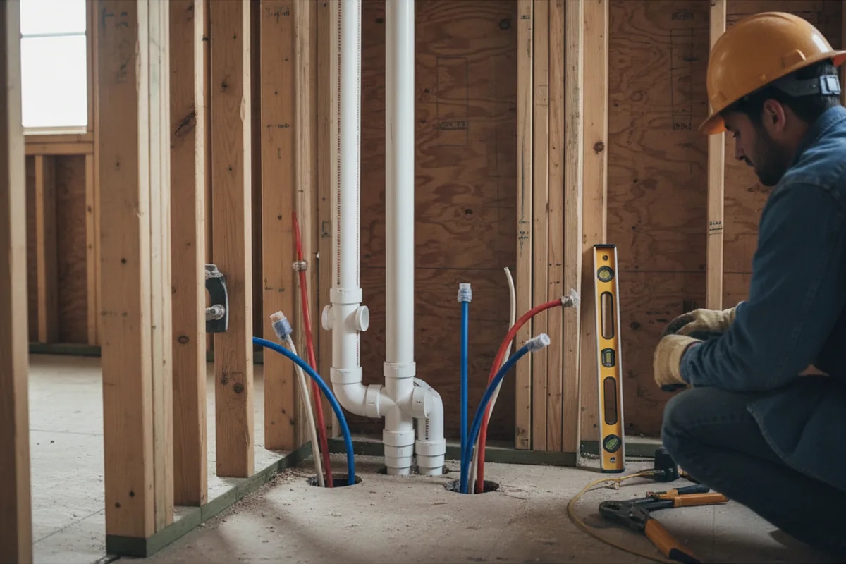 Drain and supply rough-in during Drain Cleaning in Morrisville
